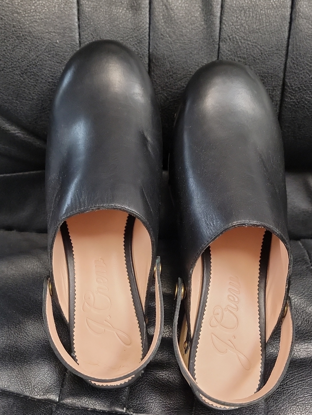 J. Crew Black Leather Slingback Mules
